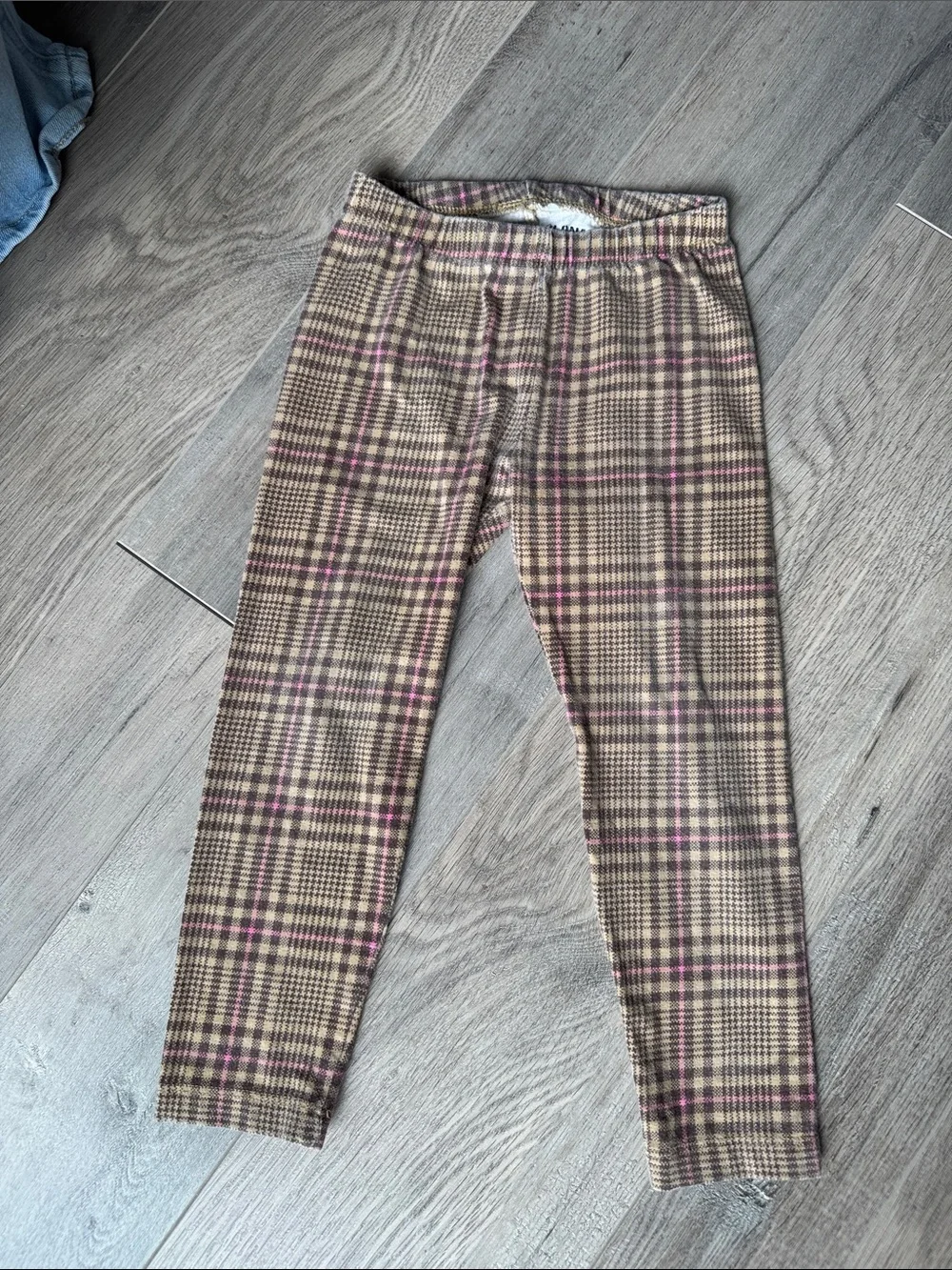 Janie and Jack Coral Pink Peplum Top with Plaid Leggings Set